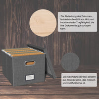 1 x RAW Customer Returns Okydoky storage boxes with lids, hanging file box made of fiberboard and paper in a stylish linen look, suitable for home and office, file and toy storage box, FG Dark Gray.DE - RRP €21.99