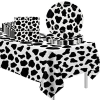 18 x Brand New 37 Pieces Cow Print Tableware Set, Animal Print Party Paper Plates 9 Inch Napkins Tablecloth Jungle Safari Party Tableware Set for Baby Shower Birthday Party Animal Theme Party Supplies - RRP €367.2