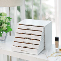 1 x RAW Customer Returns SONGMICS Compysite Wooden Jewelry Box, 6 Tier Jewelry Organizer, Ideal for Necklaces, Earrings, Sunglasses, Watches, Bracelets, White JOW13WT - RRP €60.22