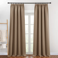 1 x RAW Customer Returns PONY DANCE Ruffle tape curtains for rail system curtain opaque Ruffle tape set of 2 H 245 x W 140 cm opaque curtains living room thermal curtain against cold, cappuccino - RRP €43.95