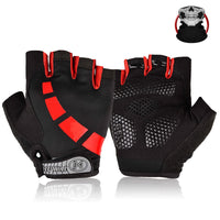 1 x RAW Customer Returns Nesirooh MTB Gloves for Men and Women, Summer Half Finger Cycling Gloves for Motorcycle Bicycle Bike Gym Men Shockproof Non-Slip Breathable Black red, M  - RRP €11.8