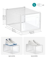 1 x RAW Customer Returns SONGMICS Shoe Boxes, Pack of 8 Shoe Containers, Foldable and Stackable Shoe Organizers, Up to Size 46, Transparent and White LSP08MWT - RRP €35.63