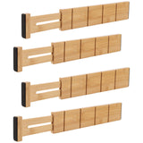 6 x Brand New APACALI 4 pieces adjustable bamboo drawer dividers, 32-43 cm drawer organizer, spring-loaded drawer organization system, drawer divider, drawer organizer kitchen for kitchen, dresser, bathroom - RRP €149.46