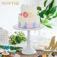 1 x RAW Customer Returns NUPTIO 30cm White Cake Stand, Simple Style Metal Round Wedding Event Birthday Party Dessert Cupcake Pedestal Display Plate, Cupcake Stand Cake Stand for Christmas Decoration - RRP €31.98