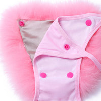 1 x RAW Customer Returns ZOSCGJMY Women s Fluffy Artificial Fur Bikini Set Triangle Bikini Two Piece Swimsuit Pink  - RRP €32.26