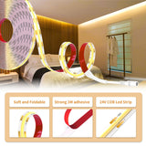 1 x RAW Customer Returns wobsion COB LED strip 24V warm white, 5M LED strip dimmable with RF remote control, 3000K LED strip warm white 320LEDs M, 24W GS power supply, CRI90 flexible bright LED strip for stairs, kitchen, study - RRP €27.22