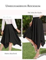 2 x Brand New DRESSTELLS Women s Swing Skirt Elastic Waist Solid Color Pleated Skirt Knee Length A-Line Irregular Hem Black XL - RRP €60.48