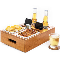 1 x RAW Customer Returns Allalley CouchBar - Practical sofa tray with two snack bowls organizer and bottle holder with removable snack box couch butler couch organizer sofa organizer sofa storage tray - RRP €40.84