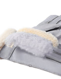 1 x RAW Customer Returns YISEVEN Women s Winter Sheepskin Lambskin Leather Gloves Mittens Wool Cuffs Driving Heated Warm Thick Fur Sherpa Lined Merino Soft Wool Lining Furrys Gifts, Pastel Gray M - RRP €39.99