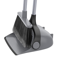 1 x RAW Customer Returns MR.SIGA Long-handled broom and dustpan set, vertical brush and combined dustpan for cleaning floors, gray - RRP €25.56