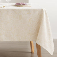 1 x RAW Customer Returns GAMUSI Christmas Tablecloth Jacquard Gold Thread Dining Table Rectangular Christmas Decoration 140x200cm Ecru - RRP €28.22