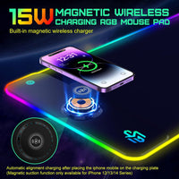 1 x RAW Customer Returns GIM RGB Gaming Magnetic Mouse Pad 800x300x4cm with 15W Fast Charging Qi Wireless Charging for iPhone 14 14 Pro Mobile Phone, Waterproof XXL LED Mouse Mat Mousepad Wireless Charging - RRP €40.08