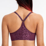 1 x RAW Customer Returns MELENECA Women s Front Closure Bra Racerback with Underwire Lace Large Sizes Unlined Grape Wine 105G - RRP €28.22