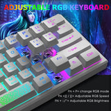 1 x RAW Customer Returns 60 percent mini gaming keyboard and mouse set white, QWERTY layout RGB rainbow LED illuminated mechanical feel, ergonomic, 12000 DPI honeycomb, USB wired for PC PS4 Xbox laptop - RRP €40.9