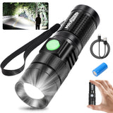 1 x RAW Customer Returns MAX EXCELL Rechargeable LED Flashlight, Powerful LED Flashlight, Super Bright Rechargeable Flashlight with 4 Light Modes, IP67 Waterproof, for Camping, Hiking, Emergency - RRP €15.83