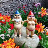 1 x RAW Customer Returns Garden decoration for outdoors, funny garden gnomes for outdoors garden figures garden statues pack of 2  - RRP €10.99