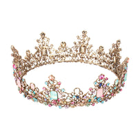 1 x RAW Customer Returns Minkissy Baroque Bridal Tiara Crown Full Round Colorful Crystal Queen Crown Rhinestone Pageant Prom Wedding Tiara Headband Hair Accessories for Wedding Banquet Birthday Party - RRP €20.99