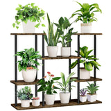 1 x RAW Customer Returns YOCOMEY wooden flower shelf plant shelf, multi-storey flower stand plant stand flower bench flower staircase plant staircase standing shelf for indoor garden balcony decoration 4 tier 10 pots, black  - RRP €59.99