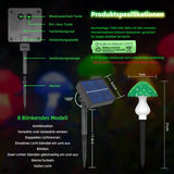 6 x Brand New Nowsok Solar Mushroom String Lights Outdoor Garden Decoration 12 Super Bright LEDs Weatherproof Total Length 7.45m Ideal for Outdoor Applications Flower Border - RRP €142.8