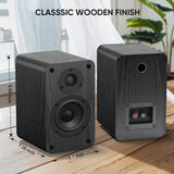 1 x RAW Customer Returns LP-42X Active Bookshelf Speakers 100W RMS, HDMI ARC, Optical, Coaxial, Bluetooth, USB, AUX-in, with Treble Bass Control, Remote Control Black  - RRP €104.27