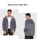 1 x RAW Customer Returns LLdress sweat jacket men with hood winter warm lined winter jacket men fleece zip grey - RRP €46.38