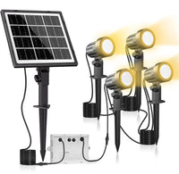 1 x RAW Customer Returns MEIKEE Solar Garden Light 4 Pieces 2700K Warm White 3 Brightness 2 Modes Garden Lighting with Ground Spike 5000MAH IP66 Waterproof Solar Spotlight for Outdoor Garden Lawn Patio Tree Outdoor - RRP €35.34