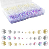 1 x Brand New Wergund Pack of 1320 Faux Pearl Round Beads - with Holes for Ring, DIY Purse, Jewelery Making, Crafts, Earrings, Necklace, Bracelet - 4 6 8 10 12 mm, Beige, Compartment Plastic Box - RRP €17.45