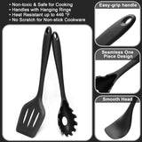 1 x RAW Customer Returns 15 Pieces Kitchen Cooking Utensils Set, Silicone Kitchen Helper Set with Utensil Holder, Heat Resistant Cooking Cutlery Set, Dishwasher Safe, Non-Stick Coated Black  - RRP €22.99