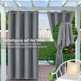 1 x RAW Customer Returns Clothink Outdoor Curtain Eyelets Top Bottom 132x245cm Grey Anti-Fade Wind Protection Sun Protection Privacy Protection Weatherproof - RRP €27.18