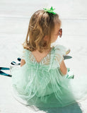 1 x Brand New AGQT Baby Girls Tulle Tutu Dress Sleeveless Butterfly Back Princess Dress Flower Girl Dresses Wedding Birthday Party Dress Christening Dress Light Green Size 6-12 Months - RRP €30.24