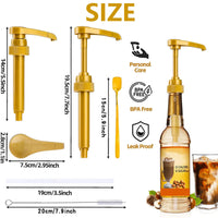 5 x Brand New shockassist Shockassist 4 pieces syrup dispenser dosing pump with 19 cm pump dispenser plastic snap-on for kitchen spice liquid bathroom liquid soap lotion with 2 spoons 1 brush gold  - RRP €50.35