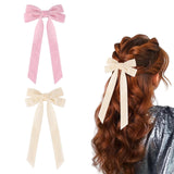 7 x Brand New 2PCS Solid Color Bow Hair Barrettes with Long Ribbon, Soft Bow Knot Hair Pins Hair Accessories Pink Beige  - RRP €126.0