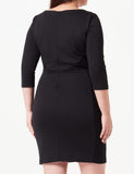 1 x RAW Customer Returns KAFFE Dress KAsara Ladies Dress Slim Fit Festive Elegant Cocktail 3 4 Sleeve Black Deep XL - RRP €63.5