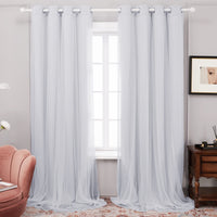 1 x RAW Customer Returns Deconovo Modern Blackout Curtains with Voile 290 Height for Children s Bedroom, Elegant Interior Curtains with Eyelets 2 Pieces, 140x290 CM Pearl Gray - RRP €36.32