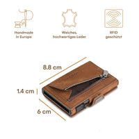 1 x RAW Customer Returns DONBOLSO Slim Wallet Austin Air, Minimalist Push Up Card Holder with Apple AirTag Compartment, Space for 10 Cards RFID Protection, Genuine Leather Wallet, Compact Leather Credit Card Holder with Coin Compartment - RRP €40.33