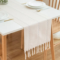 1 x RAW Customer Returns CHUQING Table Runner Beige Boho Table Runner Country Style Table Runner Macrame 180x33 cm, Beige Cream - RRP €20.99