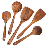 1 x RAW Customer Returns AOOSY Cooking Utensils Wooden Cooking Spoon Cookware, 5 Piece Japanese Style Wooden Cooking Utensil Set Scratch-Resistant Utensil Sets Including Wooden Spatula Spoon for Non-Stick Pans - RRP €23.17