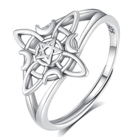 1 x RAW Customer Returns CELESTIA Witch s Knot Ring 925 Sterling Silver Witch s Knot Jewelry Amulet of Luck and Protection Tetragramaton Women s Rings Adjustable Open Jump Rings Witchcraft Gift - RRP €34.99