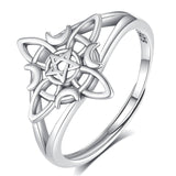 1 x RAW Customer Returns CELESTIA Witch s Knot Ring 925 Sterling Silver Witch s Knot Jewelry Amulet of Luck and Protection Tetragramaton Women s Rings Adjustable Open Jump Rings Witchcraft Gift - RRP €35.28