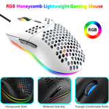 1 x RAW Customer Returns RGB Gaming Keyboard and Mouse Set Small, 68 Keys Red Switch 60 Mini Chroma Mechanical Keyboard, 6400DPI Lightweight Programmable Honeycomb Mouse, USB Cable, Compatible with Windows Mac PS4, White - RRP €58.99