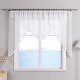 1 x RAW Customer Returns ESLIR sheer curtain with ruffle tape curtains kitchen bistro curtains transparent blinds curtains with satin ribbon voile white HxW 145x300cm 1 piece - RRP €37.3