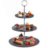 1 x RAW Customer Returns Qhecomce cake stand slate cake stand 3 tiers - cupcake stand 3 tiers round serving tower dessert stand for wedding, birthday party, home decoration smooth edge  - RRP €27.22