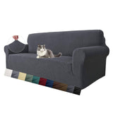 1 x RAW Customer Returns MAXIJIN Super Stretch Couch Cover for 3 Seater Couch, 1 Piece Universal Sofa Covers Living Room Jacquard Spandex Furniture Protector Dogs Pet Friendly Couch Slipcover 3 Seater, Gray  - RRP €29.99