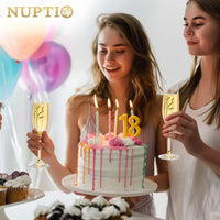 1 x RAW Customer Returns NUPTIO Champagne Glasses 18th Birthday Gifts Gift Ideas with Wooden Box Gold Birthday Engraved Glasses for Woman Boy Girl Prosecco Champagne Flutes Gift Box Son Girlfriend 7.04oz - RRP €21.98