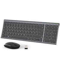 1 x RAW Customer Returns iClever GK03 2.4G Keyboard Mouse Set Wireless Aluminum Wireless Slim Keyboard QWERTZ Layout German for Computer Desktop PC Laptop Surface Windows 10 8 7 Vista XP 2.4GHz, USB  - RRP €39.31