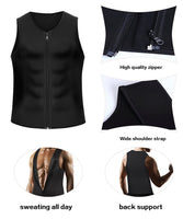 1 x RAW Customer Returns Yokald Men s Sauna Sweat Vest Zipper Suit Neoprene Corset Fitness Shapewear Compression Waist Trainer Top Body Shaper for Workout Black, L  - RRP €22.88