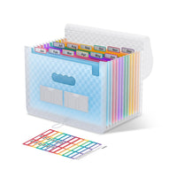 1 x RAW Customer Returns ThinkTex Accordian File Folder, 12 Pockets Expanding File Folders, Portable Monthly Bill Receipt Organizer, Colorful Tabs, A4 Size - Blue - RRP €16.99