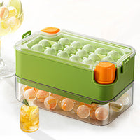 1 x RAW Customer Returns Ice cube tray with ice storage container, self-designed ice cube tray made of food-safe plastic - easy ice cube making with one press, round ice cube tray with lid - RRP €12.36