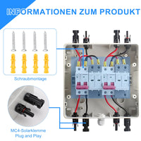 1 x RAW Customer Returns DC surge protector, 1000V 32A DC circuit breaker photovoltaic solar module dc circuit breaker lightning protection grounding DC disconnect switch with solar plug grounding cable, IP65 2 in 2 out  - RRP €94.96