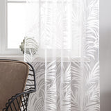 1 x RAW Customer Returns Delien voile burnout curtain with leaf pattern transparent curtain with ruffle tape living room curtains W x H 140 x 245 cm white 1 piece - RRP €27.99